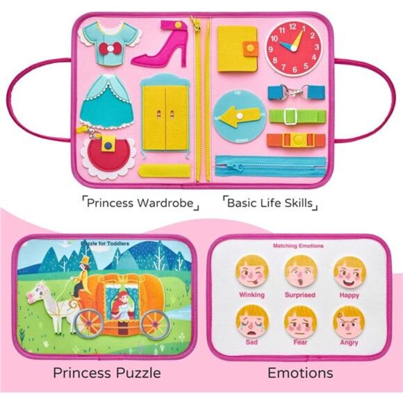 Freebear Busy Board Toddler Travel Toys Quiet Book Sensory Toys for Toddlers 1 - Picture 5 of 7